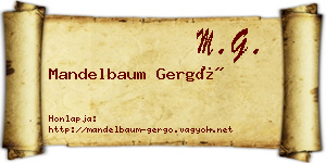 Mandelbaum Gergő névjegykártya